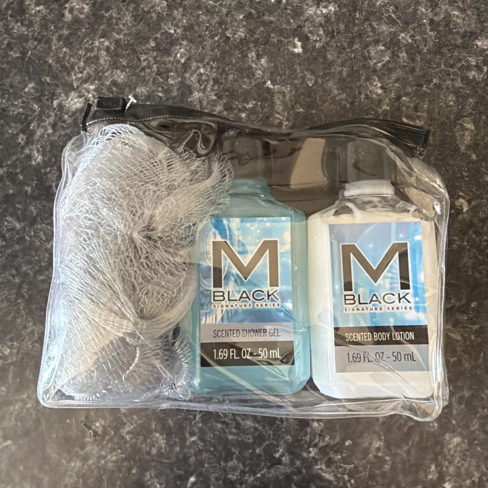 M Black Scented Shower Gel & Body Lotion Set Travel Size 1.69 Fl Oz